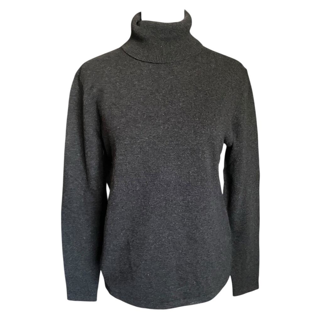 Ralph Lauren Merino Wool Cashmere Turtleneck Sweater Dark Gray Women Petite PP